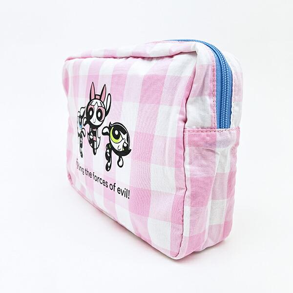 パワーパフガールズ ギンガムチェックポーチ ピンク パワパフ 商品画像3:キャラグッズPERFECT WORLD TOKYO