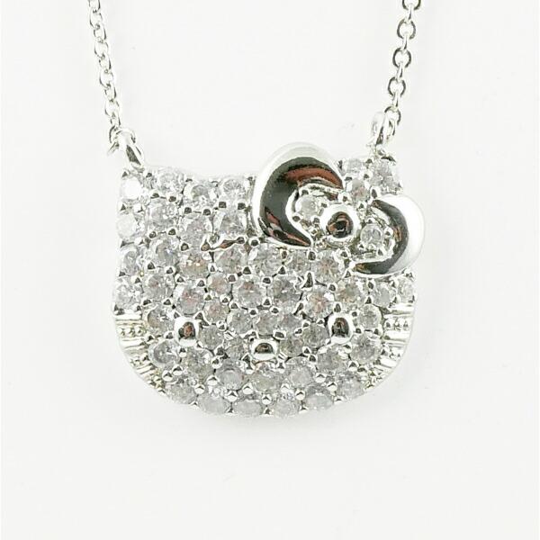 サンリオ ハローキティ ジュエリー パヴェフェイスペンダント ネックレス アクセサリー シルバー sanrio 商品画像2：キャラグッズPERFECT WORLD TOKYO