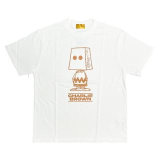 USA製 Champion チャーリーブラウン×スヌーピー染込プリント Tシャツ スヌーピー チャーリーブラウン Tシャツ(L) ホワイト アパレル
