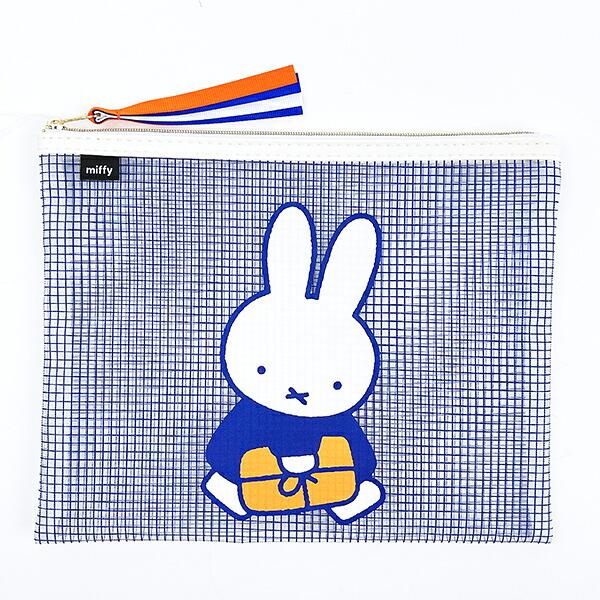 ミッフィー miffy フラットメッシュポーチ (ブルー)