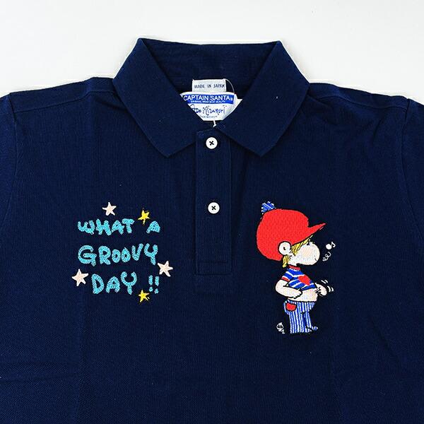 水森亜土 キャプテンサンタ コラボ ポロシャツ (L) ネイビーアパレル 商品画像2：キャラグッズPERFECT WORLD TOKYO