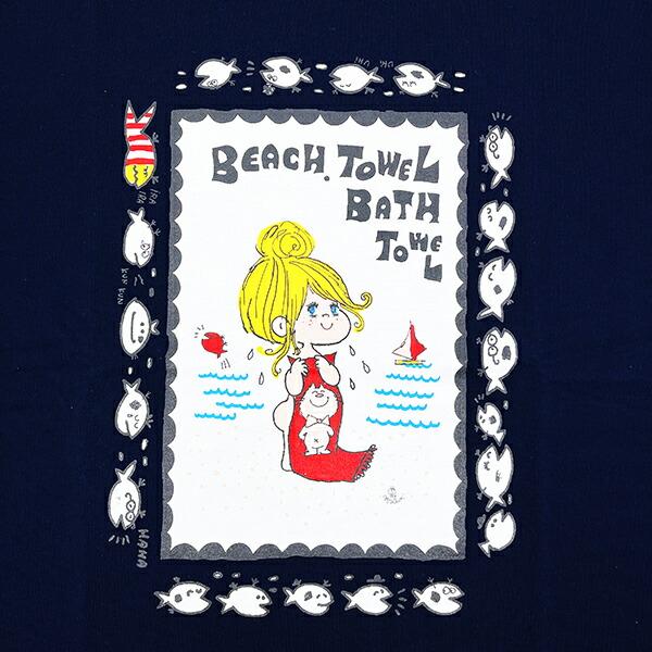 水森亜土 キャプテンサンタ コラボ Tシャツ (L) ネイビー  アパレル 商品画像2：キャラグッズPERFECT WORLD TOKYO