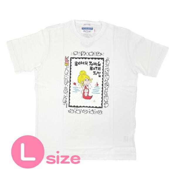 水森亜土 キャプテンサンタ コラボ Tシャツ (L) ホワイト アパレル