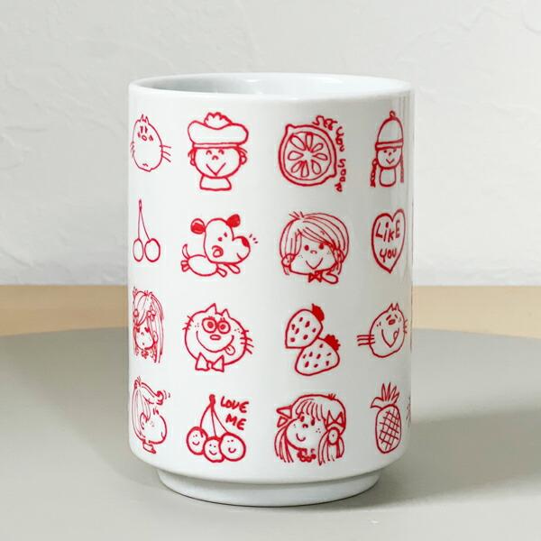 水森亜土 湯呑み(レッド) コップ あどちゃん