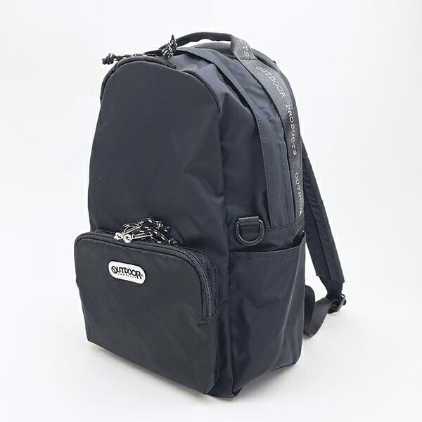 OUTDOOR PRODUCTS ラスターツイル ロゴプリントリュック ブラック アウトドア･･･