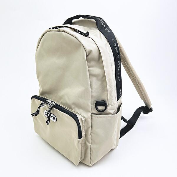 OUTDOOR PRODUCTS ラスターツイル ロゴプリントリュック ベージュ アウトドア･･･