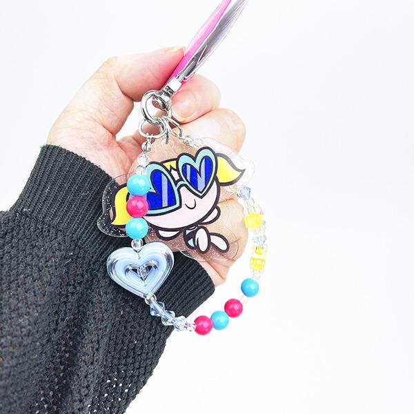 パワーパフガールズ バブルス ビーズチャーム 夏休みガールズ キーホルダー パワパフ 商品画像3：キャラグッズPERFECT WORLD TOKYO