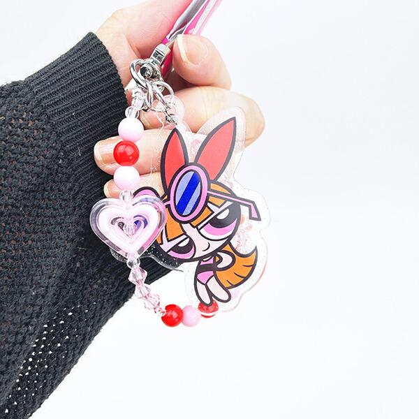 パワーパフガールズ ブロッサム ビーズチャーム 夏休みガールズ キーホルダー パワパフ 商品画像3：キャラグッズPERFECT WORLD TOKYO
