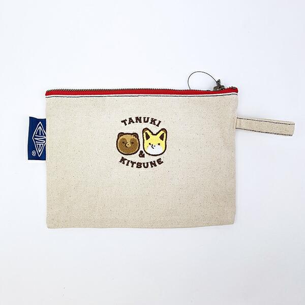 タヌキとキツネ 刺繍ポーチ 商品画像3：キャラグッズPERFECT WORLD TOKYO