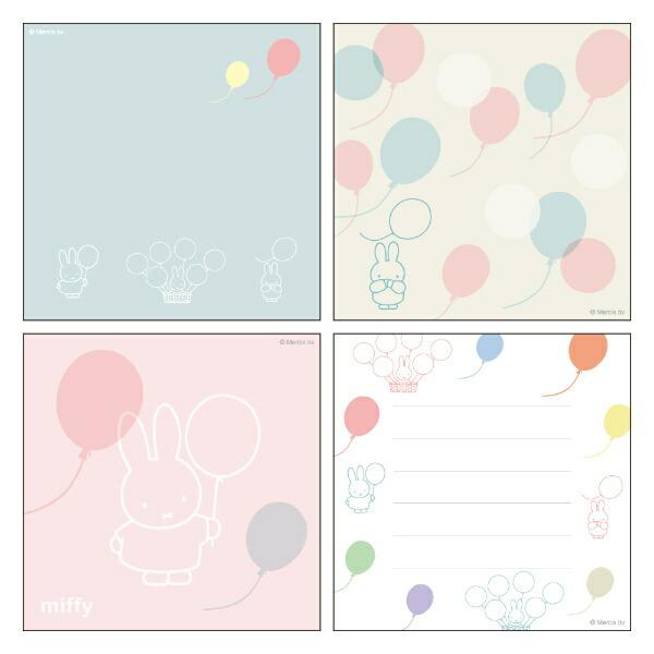 ミッフィー miffy メモパッド・スクエア (balloon) 文具 日本製 商品画像2：キャラグッズPERFECT WORLD TOKYO