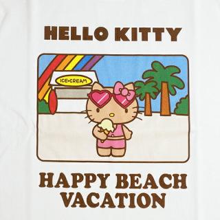 サンリオ ハローキティ 日焼け キティ 半袖Tシャツ(XL) アイス