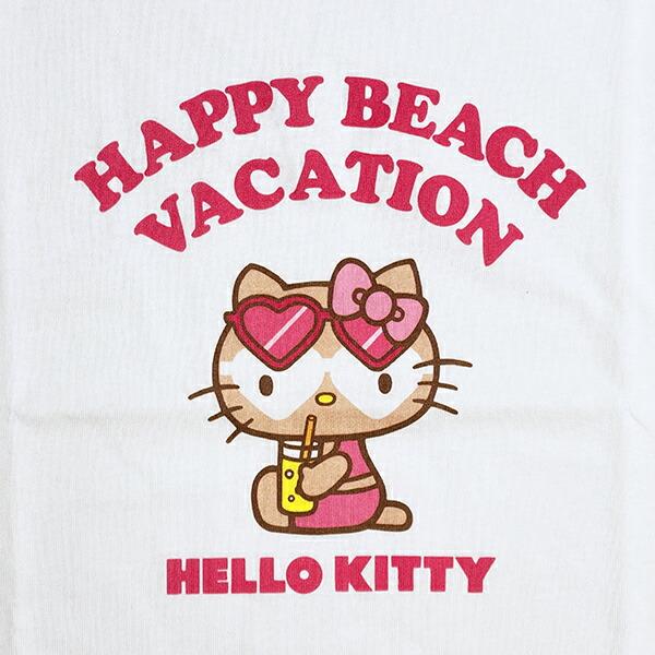サンリオ 日焼け キティ クロップド半袖Tシャツ(S) ホワイト アパレル Sanrio 商品画像2：キャラグッズPERFECT WORLD TOKYO