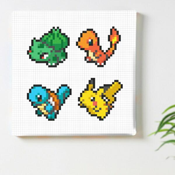 ポケットモンスター 集合(ピカチュウ＆初代御三家) アートパネル ピクセル インテリア ポケモン 日本製 商品画像2：キャラグッズPERFECT WORLD TOKYO