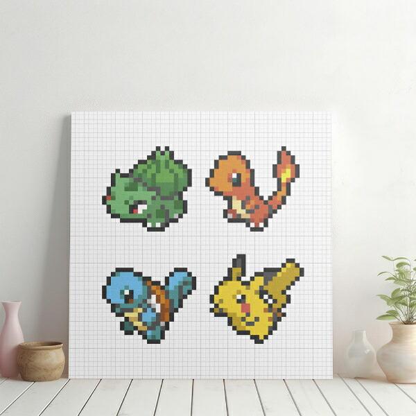 ポケットモンスター 集合(ピカチュウ＆初代御三家) アートパネル ピクセル インテリア ポケモン 日本製 商品画像5：キャラグッズPERFECT WORLD TOKYO