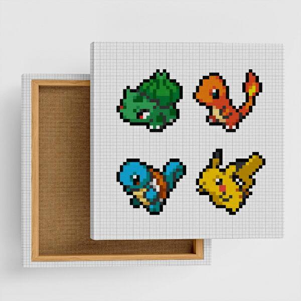ポケットモンスター 集合(ピカチュウ＆初代御三家) アートパネル ピクセル インテリア ポケモン 日本製 商品画像8：キャラグッズPERFECT WORLD TOKYO