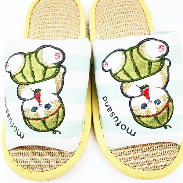 モフサンド mofusand スイカにゃんこ ジュート スリッパ (グリーン) 商品画像2：キャラグッズPERFECT WORLD TOKYO
