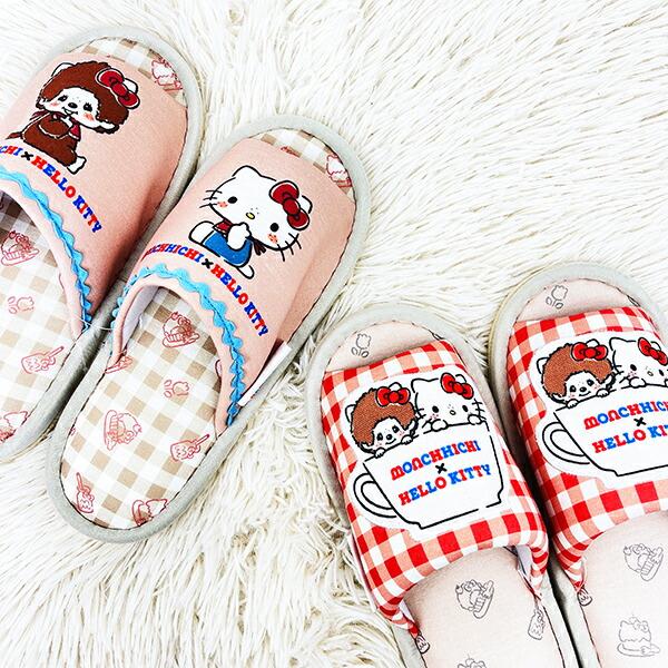 モンチッチ×サンリオ ハローキティ スリッパ チェック ルームシューズ sanrio 商品画像8：キャラグッズPERFECT WORLD TOKYO