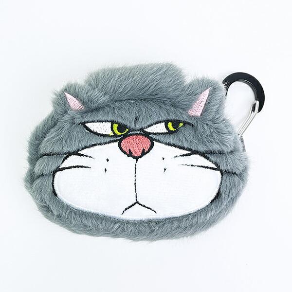 ディズニー ルシファー カラビナ付きふわミニポーチ グレー Disney