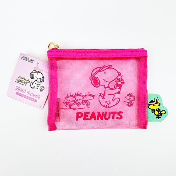 スヌーピー ウッドストック ミニメッシュポーチ ピンク SNOOPY