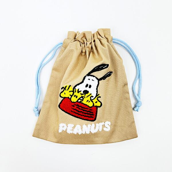 スヌーピー ウッドストック サガラ刺繍巾着 ベージュ SNOOPY 商品画像4：キャラグッズPERFECT WORLD TOKYO