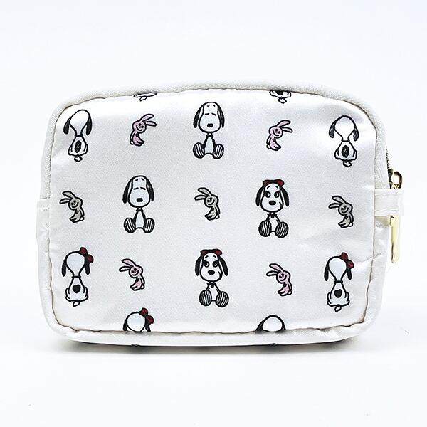 スヌーピー ＆ベル サテンミニポーチ アイボリー SNOOPY 商品画像3：キャラグッズPERFECT WORLD TOKYO