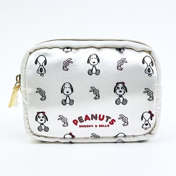 スヌーピー ＆ベル サテンミニポーチ アイボリー SNOOPY