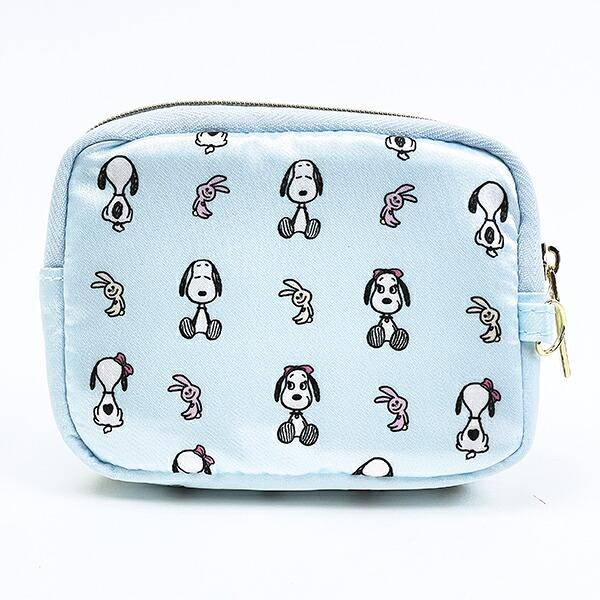 スヌーピー ＆ベル サテンミニポーチ ライトブルー SNOOPY 商品画像3：キャラグッズPERFECT WORLD TOKYO