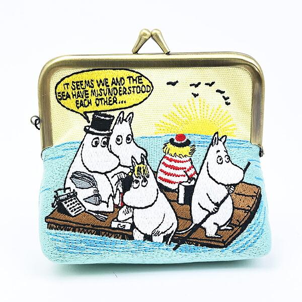 ムーミン 畳刺繍ミニポーチ がま口 NLC 海 MOOMIN