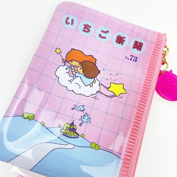 サンリオ キキララ ミニポーチ いちご新聞 ピンク  リトルツインスターズ 商品画像2：キャラグッズPERFECT WORLD TOKYO