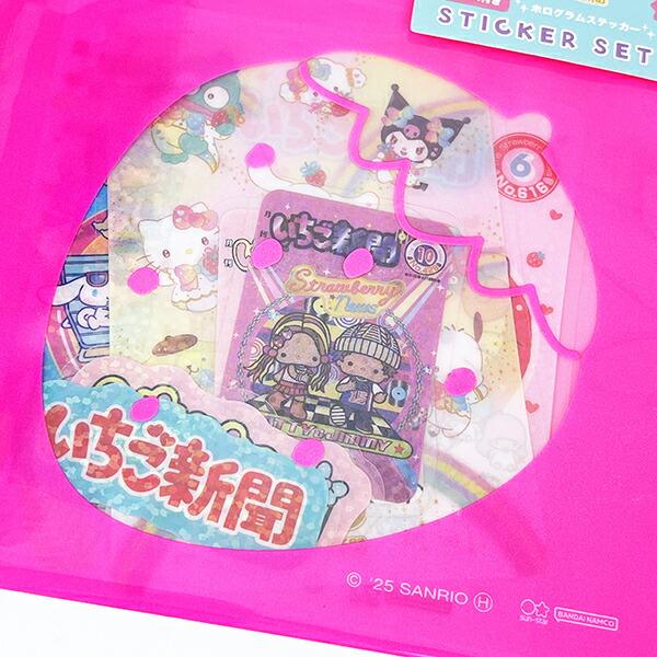サンリオ いちご新聞50th ケース入りステッカーセット(ピンク) 文具 Sanrio 商品画像2：キャラグッズPERFECT WORLD TOKYO