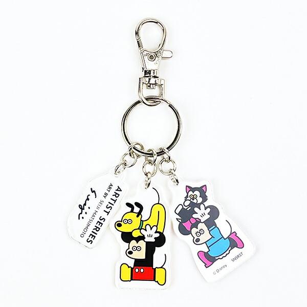 ディズニー 3連アクリルキーホルダー ミッキーフレンズ A レッド Disney