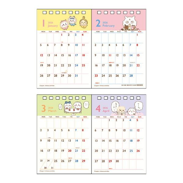 ちいかわ 2026年 デスクカレンダー 2ヶ月 日本製 商品画像2：キャラグッズPERFECT WORLD TOKYO