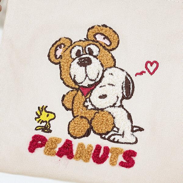 スヌーピー サガラ刺しゅう巾着 ブラウン SNOOPY 商品画像2：キャラグッズPERFECT WORLD TOKYO