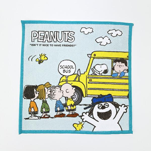 スヌーピー 吸水速乾ミニタオル スクールバス ブルー 西川 日本製 SNOOPY