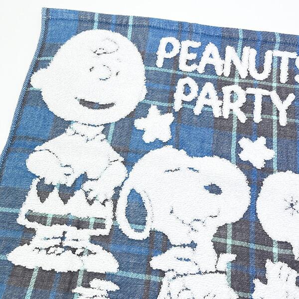 スヌーピー ウォッシュタオル ブルー チェック 今治タオル 西川 日本製 SNOOPY 商品画像2：キャラグッズPERFECT WORLD TOKYO