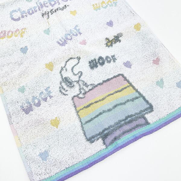 スヌーピー フェイスタオル ホワイト レインボー 西川 日本製 SNOOPY 商品画像2：キャラグッズPERFECT WORLD TOKYO