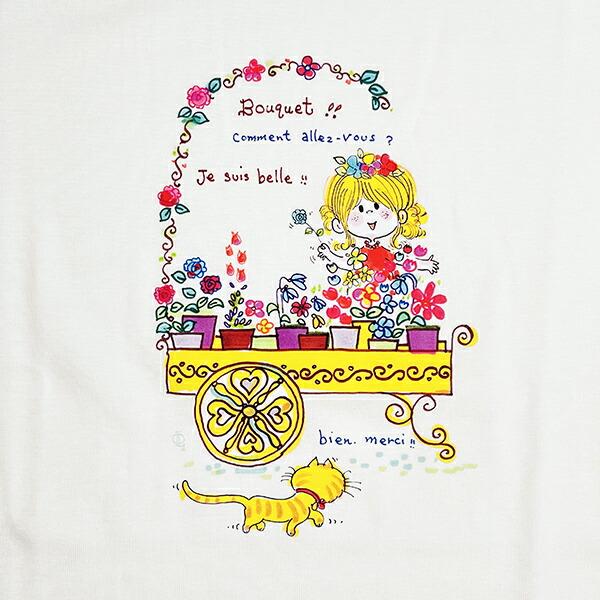 水森亜土 恋人柄 オーガニックコットン半袖Tシャツ(L) ホワイト アパレル 商品画像2：キャラグッズPERFECT WORLD TOKYO