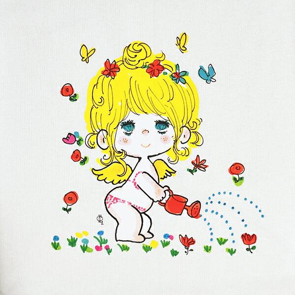 水森亜土 水やり柄 コットン半袖Tシャツ(L) ホワイト アパレル 商品画像2：キャラグッズPERFECT WORLD TOKYO