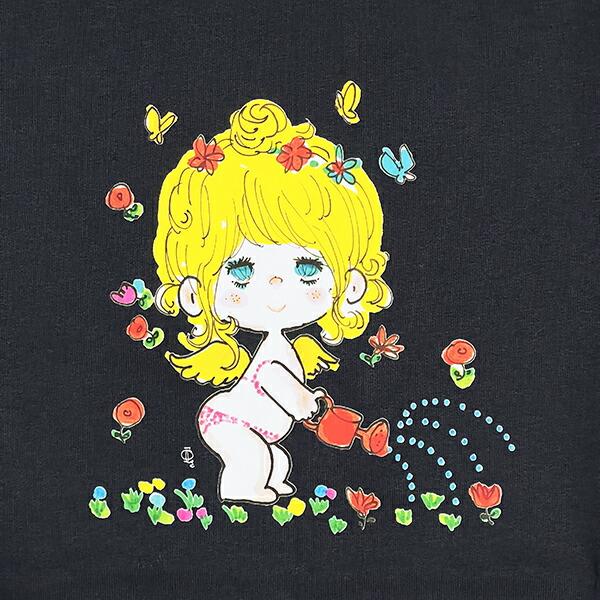 水森亜土 水やり柄 コットン半袖Tシャツ(M) ネイビー アパレル 商品画像2：キャラグッズPERFECT WORLD TOKYO