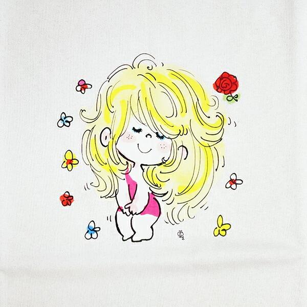 水森亜土 少女柄 コットン半袖Tシャツ(M) ホワイト アパレル 商品画像2：キャラグッズPERFECT WORLD TOKYO