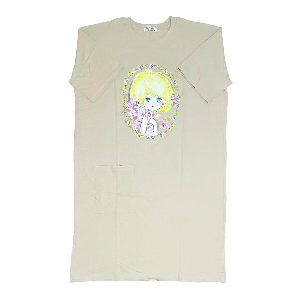 水森亜土 スーパーBIGTシャツ(L) ワンピース グレージュ アパレル
