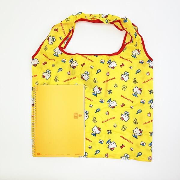 サンリオ ハローキティ ポケット付きエコバッグ かばん お買い物 イエロー 商品画像3：キャラグッズPERFECT WORLD TOKYO