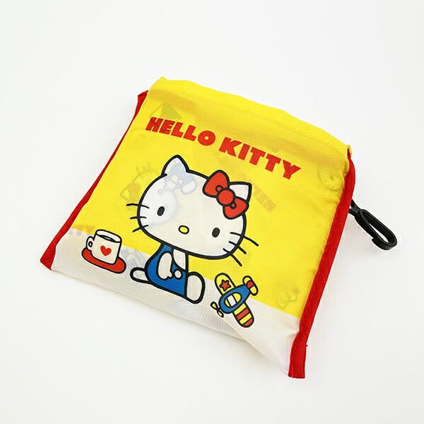 サンリオ ハローキティ ポケット付きエコバッグ かばん お買い物 イエロー 商品画像4：キャラグッズPERFECT WORLD TOKYO