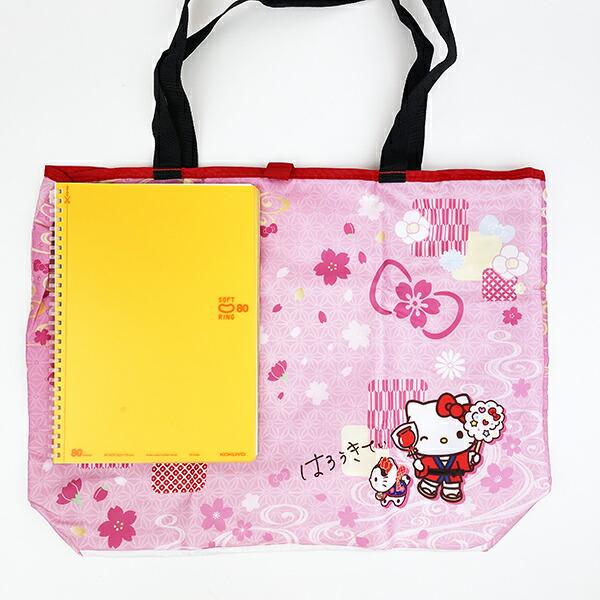 サンリオ ハローキティ 折りたたみエコバッグ 和雑貨シリーズ ピンク Sanrio 商品画像4：キャラグッズPERFECT WORLD TOKYO