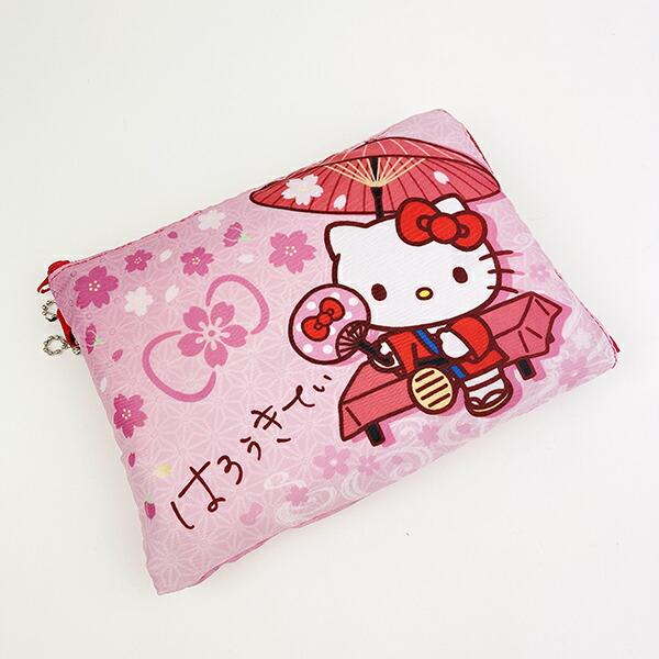 サンリオ ハローキティ 折りたたみエコバッグ 和雑貨シリーズ ピンク Sanrio 商品画像6：キャラグッズPERFECT WORLD TOKYO
