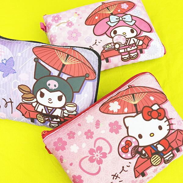 サンリオ ハローキティ 折りたたみエコバッグ 和雑貨シリーズ ピンク Sanrio 商品画像8：キャラグッズPERFECT WORLD TOKYO