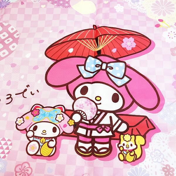 サンリオ マイメロディ 折りたたみエコバッグ 和雑貨シリーズ ピンク Sanrio 商品画像2：キャラグッズPERFECT WORLD TOKYO