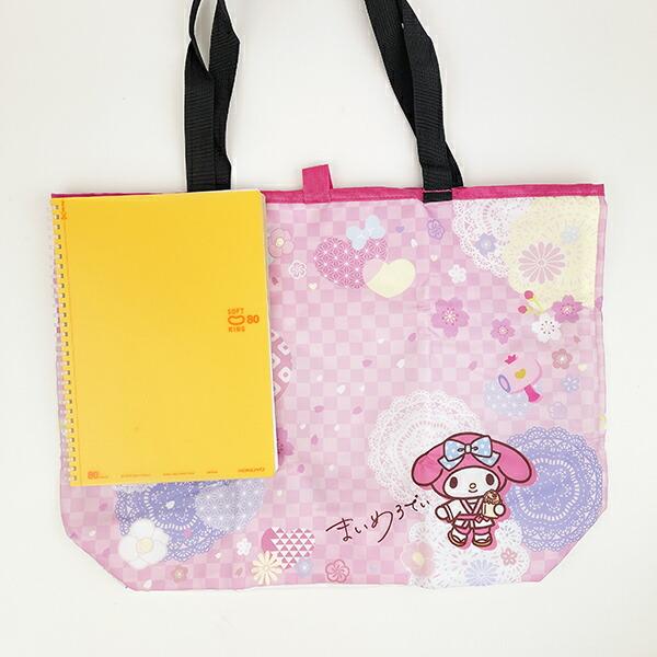 サンリオ マイメロディ 折りたたみエコバッグ 和雑貨シリーズ ピンク Sanrio 商品画像4：キャラグッズPERFECT WORLD TOKYO