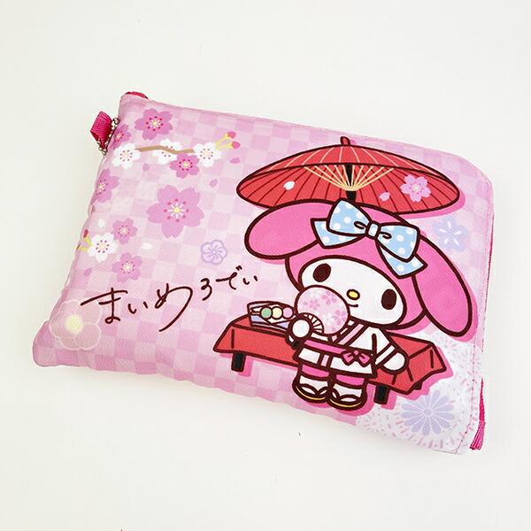 サンリオ マイメロディ 折りたたみエコバッグ 和雑貨シリーズ ピンク Sanrio 商品画像6：キャラグッズPERFECT WORLD TOKYO