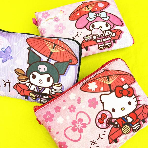 サンリオ マイメロディ 折りたたみエコバッグ 和雑貨シリーズ ピンク Sanrio 商品画像8：キャラグッズPERFECT WORLD TOKYO